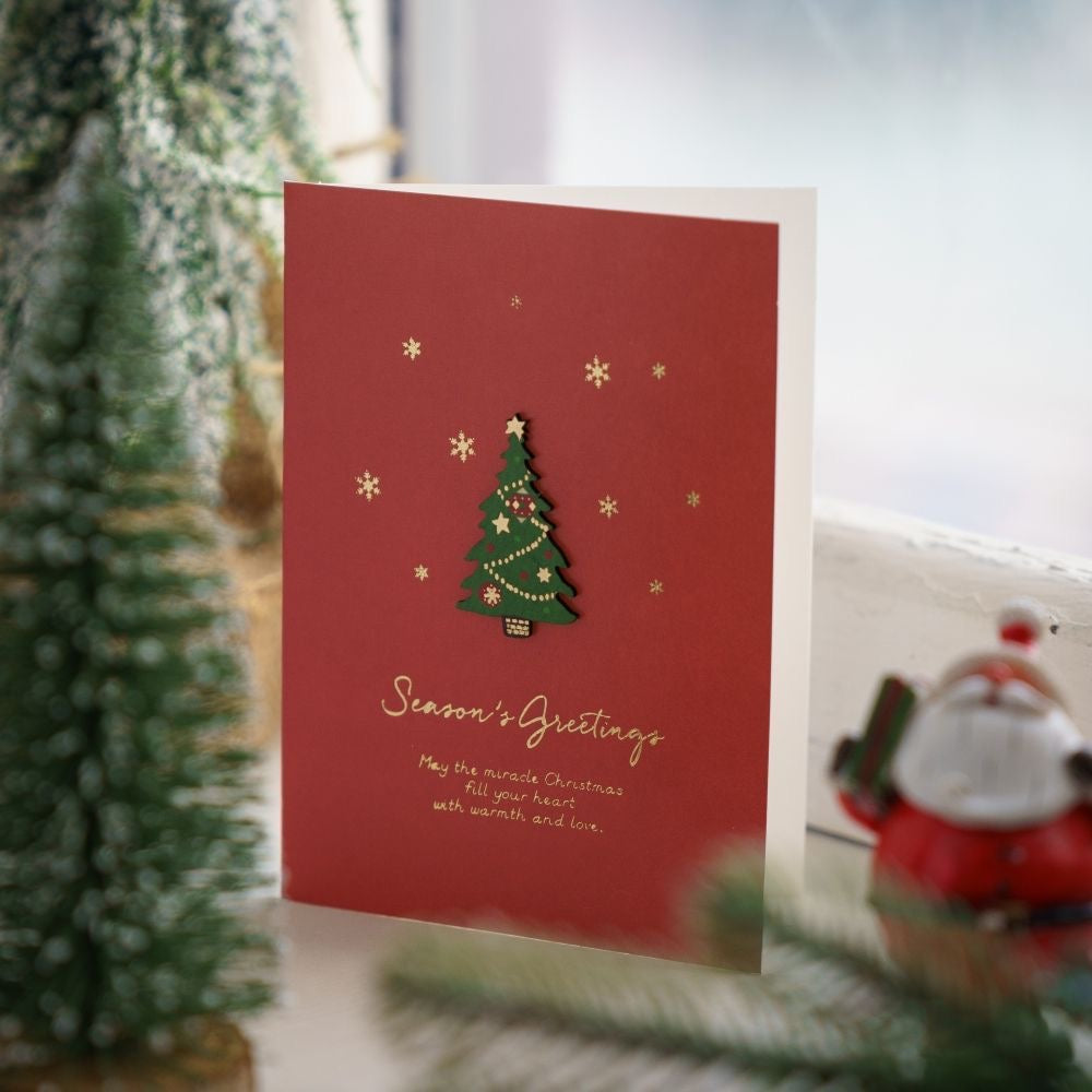 HOLIDAY GREETING CARDS WITH WOOD DECO