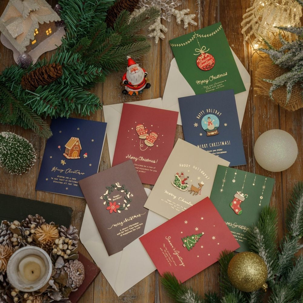 HOLIDAY GREETING CARDS WITH WOOD DECO