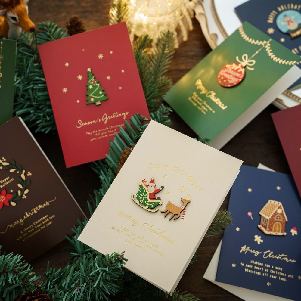 HOLIDAY GREETING CARDS WITH WOOD DECO