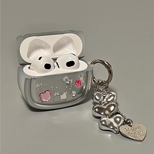 SILVER HELLO KITTY AIRPOD CASE