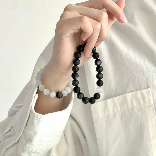 BLACK OBSIDIAN & CAT’S EYE WHITE OBSIDIAN