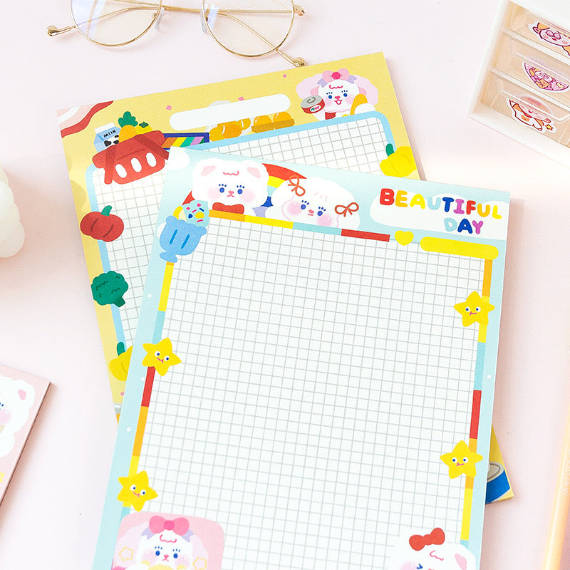 CUTE PUPPY WRITING PAD WITH HARDBOARD ON THE BACK