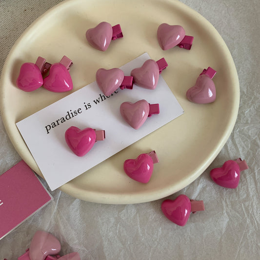 PINK HEART HAIR CLIP SET