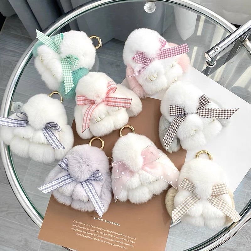 SOFT BUNNY WITH BOW TIE PLUSH KEY CHAIN