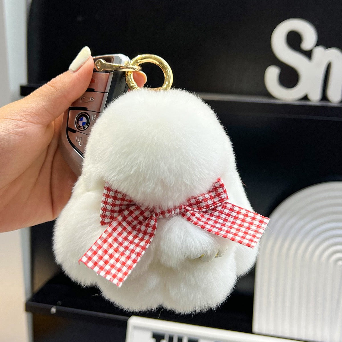 SOFT BUNNY WITH BOW TIE PLUSH KEY CHAIN