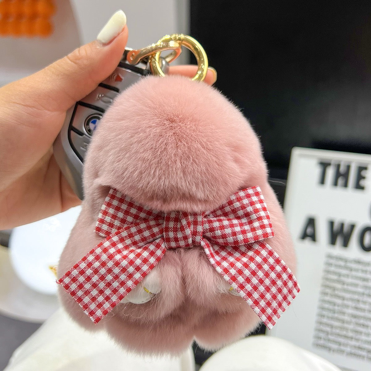 SOFT BUNNY WITH BOW TIE PLUSH KEY CHAIN