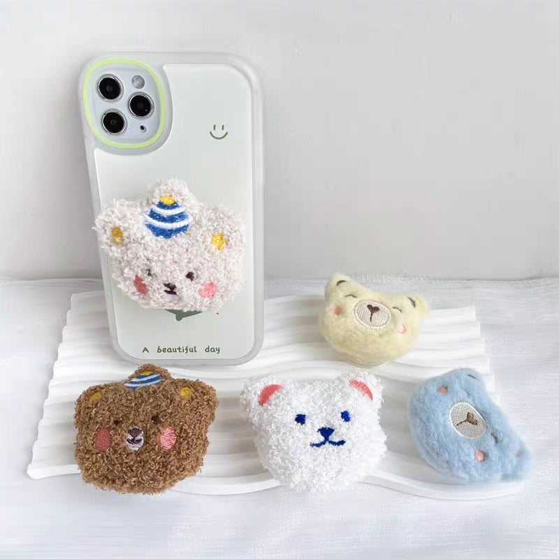 FLUFFY BEAR FOLDABLE PHONE HOLDER